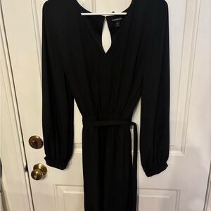 Express Black Long-Sleeve Tied Dress